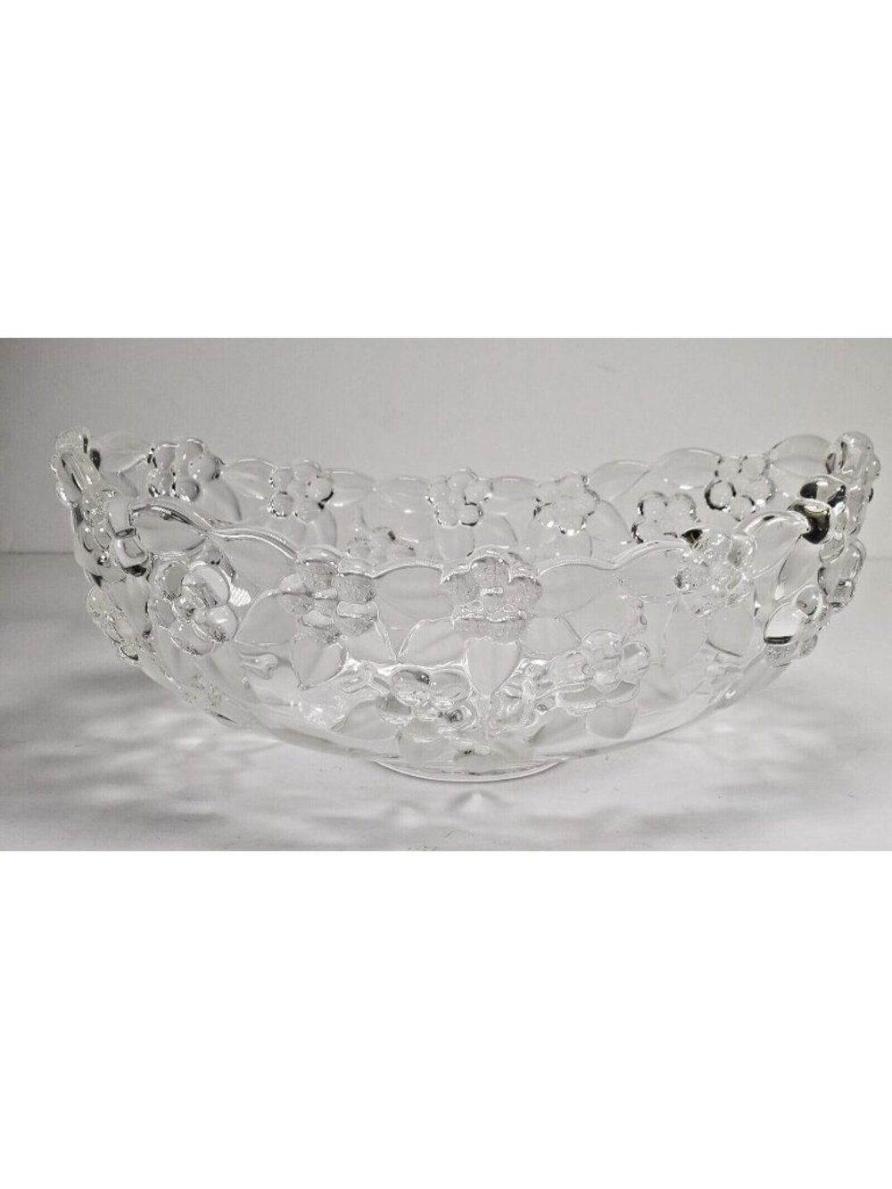 Mikasa Crystal Fruit Bowl 8.5" Floral Etching Walther West Germany Vintage